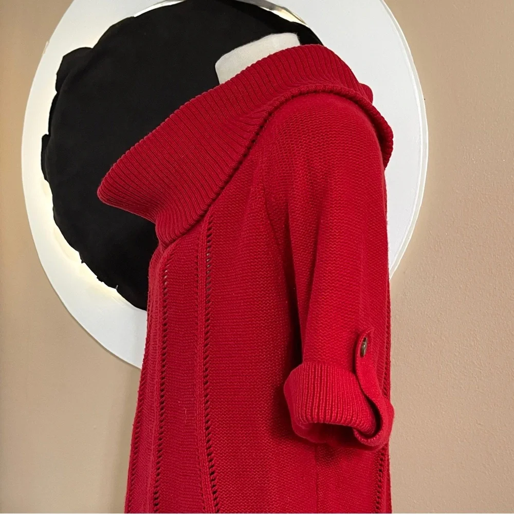 Banana Republic 100% cotton Red Cowl Turtleneck Short Sleeve Sweater - Picture 3 of 11